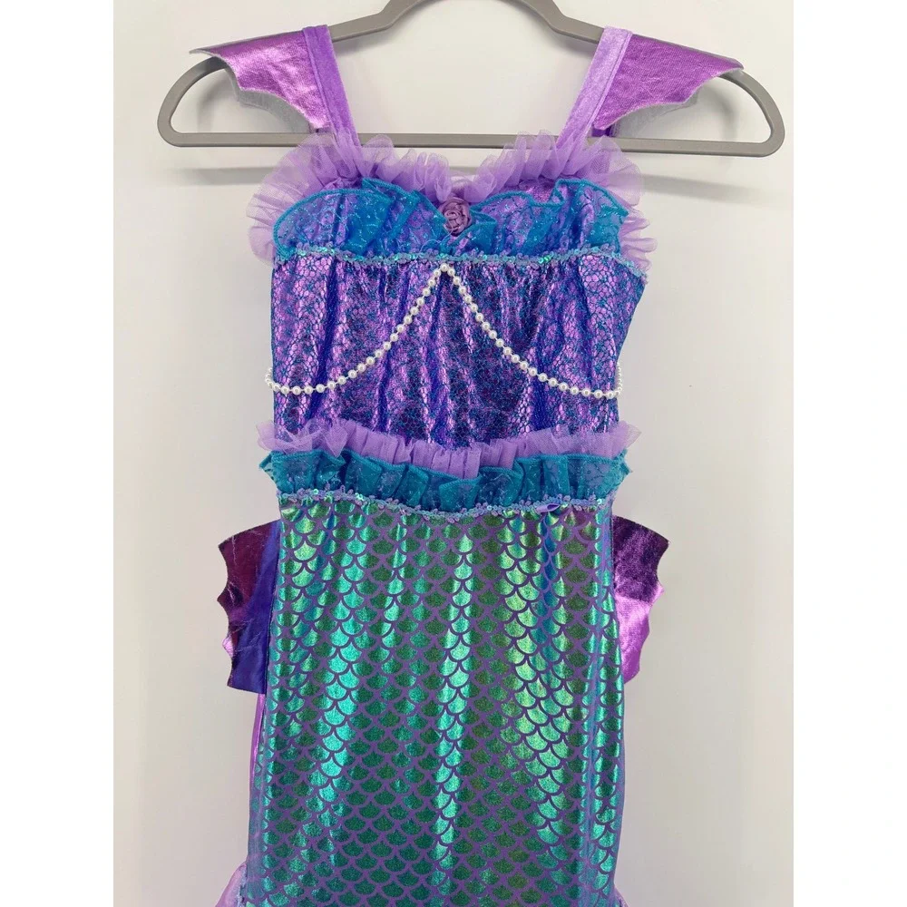Teetot Mermaid Costume Dress Purple Teal Metallic Size 7-8 Dress Up Pretend Play